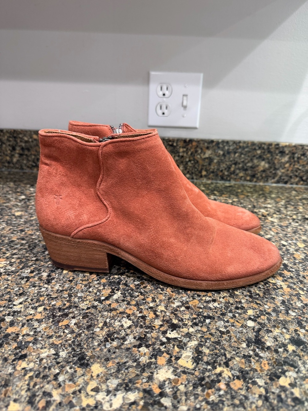 Womens Suede Ankle Bootie in Rust Orange Frye 9